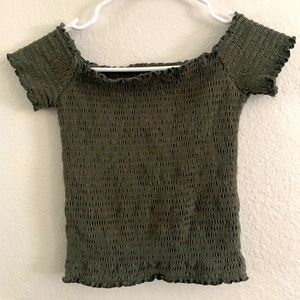 Hollister Off The Shoulder Smocked Shirt